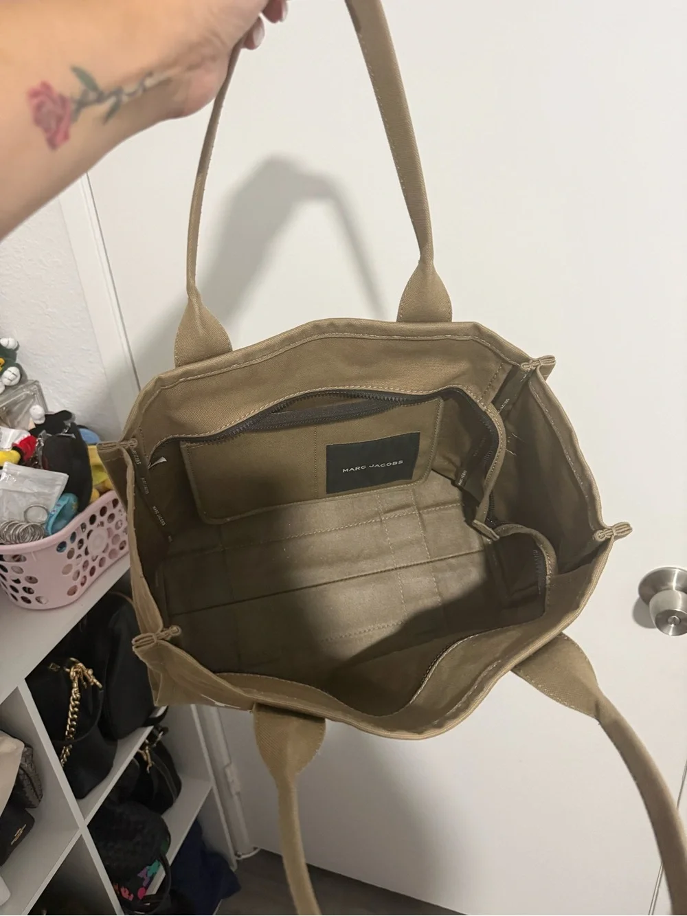 Marc Jacobs Canvas Tote Bag in Green with White Logo